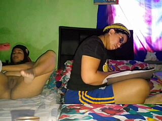 I masturbate my big pussy while stepsister studies