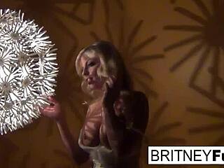 Sexy blonde pornstar performs retro tease and solo masturbation with big tits and ass