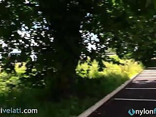 Can You Resist This Brunette's Feet in Black Pantyhose?