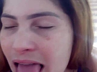 Wife assumes cheating on husband and he gets excited enough to cum on her natural tits.