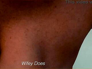 wife casually strips out of her tight denim shorts