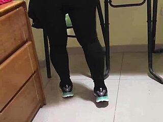 contracted a maid and the slut shows up in transparent leggings and a thong