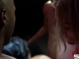 swinger orgy party features deepthroat asian bent over with big black cocks