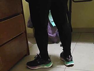 contracted a maid and the slut shows up in transparent leggings and a thong