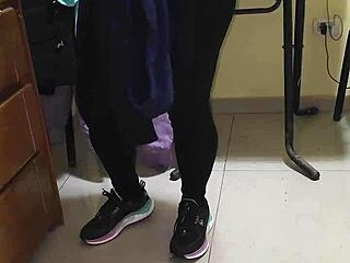 contracted a maid and the slut shows up in transparent leggings and a thong