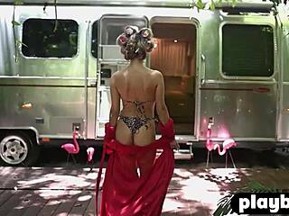 Perfect blonde teen 18+ kayci darko posing in the camper and exposed stunning natural body