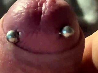 Wow, big piercing in BDSM leads to first cumshot!