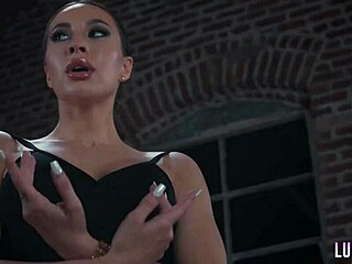 Melissa Stratton performs deepthroat and doggystyle fucking with big tits on display.