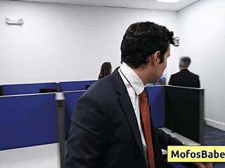 busty office slut sasha pearl gets facial at work