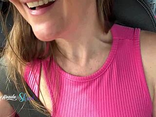 Milf with big tits orgasms on street!