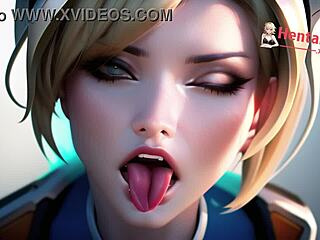 Blonde slut in hentai cosplay reaches orgasm with erotic ASMR audio