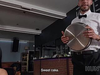 Hunter picks up petite 18+ babe Ara Mix in cafe for wild toilet sex session