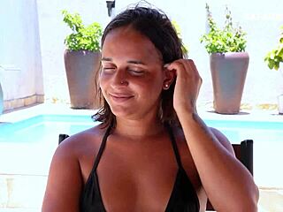 Interview with Maya Pimentinha turns into hardcore fucking in doggystyle, bent over, ass riding, and assfucking.