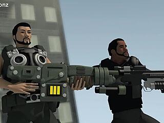 Backalleytoonz卡通巨乳三人行口交种族女同本子装