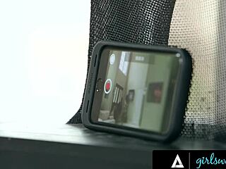 girlsway: busty milf reena sky makes sex tape with neighbor chanell heart in muff diving and scissoring