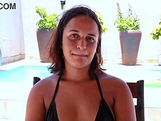 Interview with Maya Pimentinha turns into hardcore fucking in doggystyle, bent over, ass riding, and assfucking.