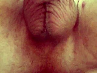 This uncut big tattooed cock cums hands free after a hard anal prolapse.