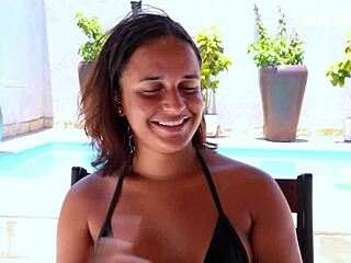 Interview with Maya Pimentinha turns into hardcore fucking in doggystyle, bent over, ass riding, and assfucking.