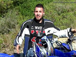 busty woman spreads her legs and rides the atv hard