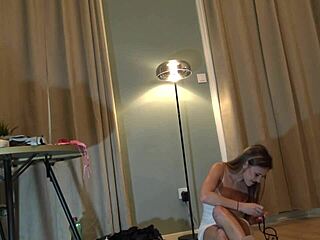 Sexy College Girl at Casting Shows Panties and Ass. Cute Babe Changes Clothes for Backroom Thong Display!