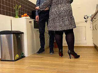 gorgeous mother in law in stockings teases with kinky nylon play