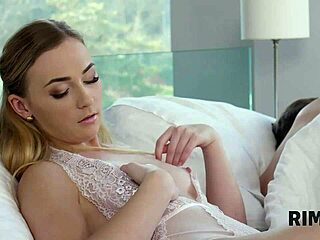 Rim4k sexy chick wakes her man with horny ass licking and rimming for blowjob facial!