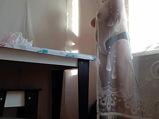 I Caught My Stepmom Hiding And Masturbating Behind The Curtain