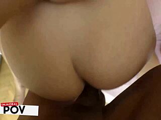 irina cage gives slobbery double bj then takes two huge cocks