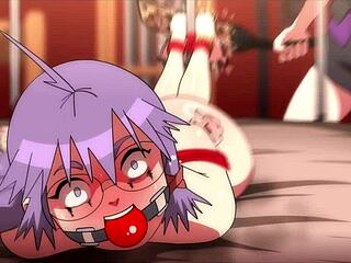 chizuru tied up for footjob, big tits bouncing, ass shaking, monster cock cumshot