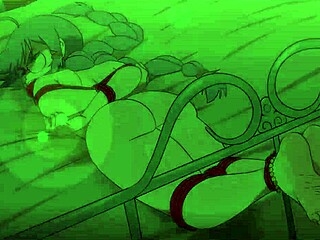 chizuru tied up for footjob, big tits bouncing, ass shaking, monster cock cumshot