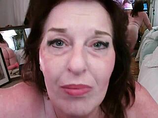 Dawnskye1962 presents lipstick smeared blowjob on dildo with lots of ass.