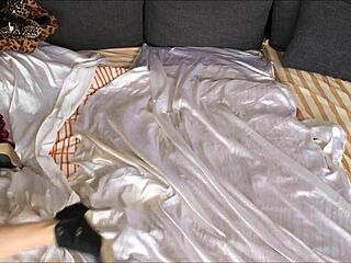 Sexy milf in black thong gives blowjob.