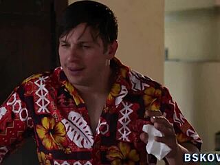 busty milf gets feet worshipped and throated