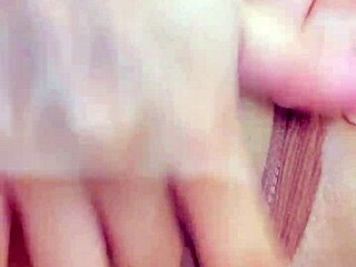 stepdaughter masturbates in shorts, reaching orgasm with monster toy