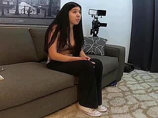 Little cutie gags on deepthroat during bondage roleplay!