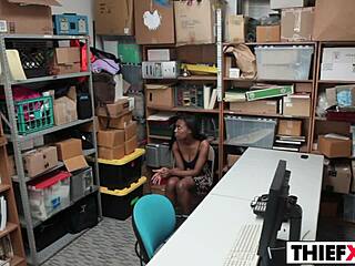 Daya Knight gets punished at work by the burglar with her boobs