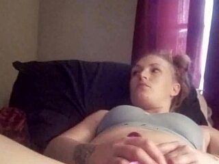 snow bunny enjoys playful toy session with shaved pussy