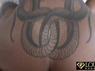 hey, watch this tattooed brunette get her ass fucked and pussy filled with cum