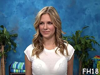 Teen receives nuru massage with oiled body and attractive touches