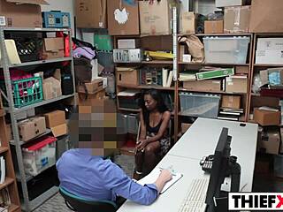 Daya Knight gets punished at work by the burglar with her boobs