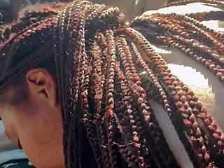 Ebony girl in car takes big black cock for cum in mouth