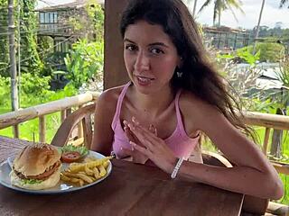 asking the waiter for cum on my face in a public cafe, loving to dine covered