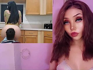 latina stepmom with big tits fucks her stepson in the kitchen pov