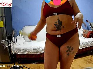 this latina milf with big ass in lingerie gets ready backstage for sex