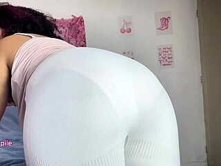 curvy girl relaxes in tight white shorts