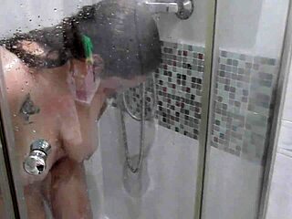 Watch stepmom in shower, jerk off to her big tits?