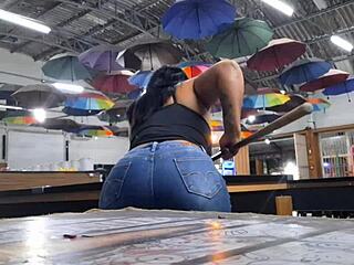 Latina Takes It Bent Over In Public Pool Hall