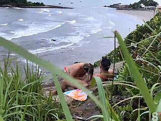 couple gets caught fucking on the beach in sao paulo