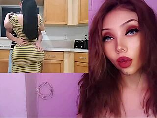 latina stepmom with big tits fucks her stepson in the kitchen pov