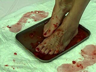 Peeing In Strawberries And Trampling With Beautiful Feet